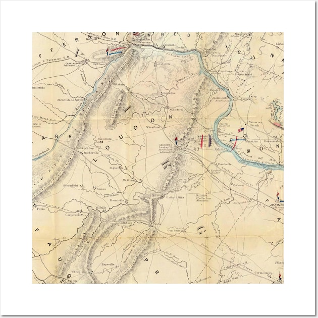 Vintage Map of Loudoun County Battlefields (1862) Wall Art by Bravuramedia